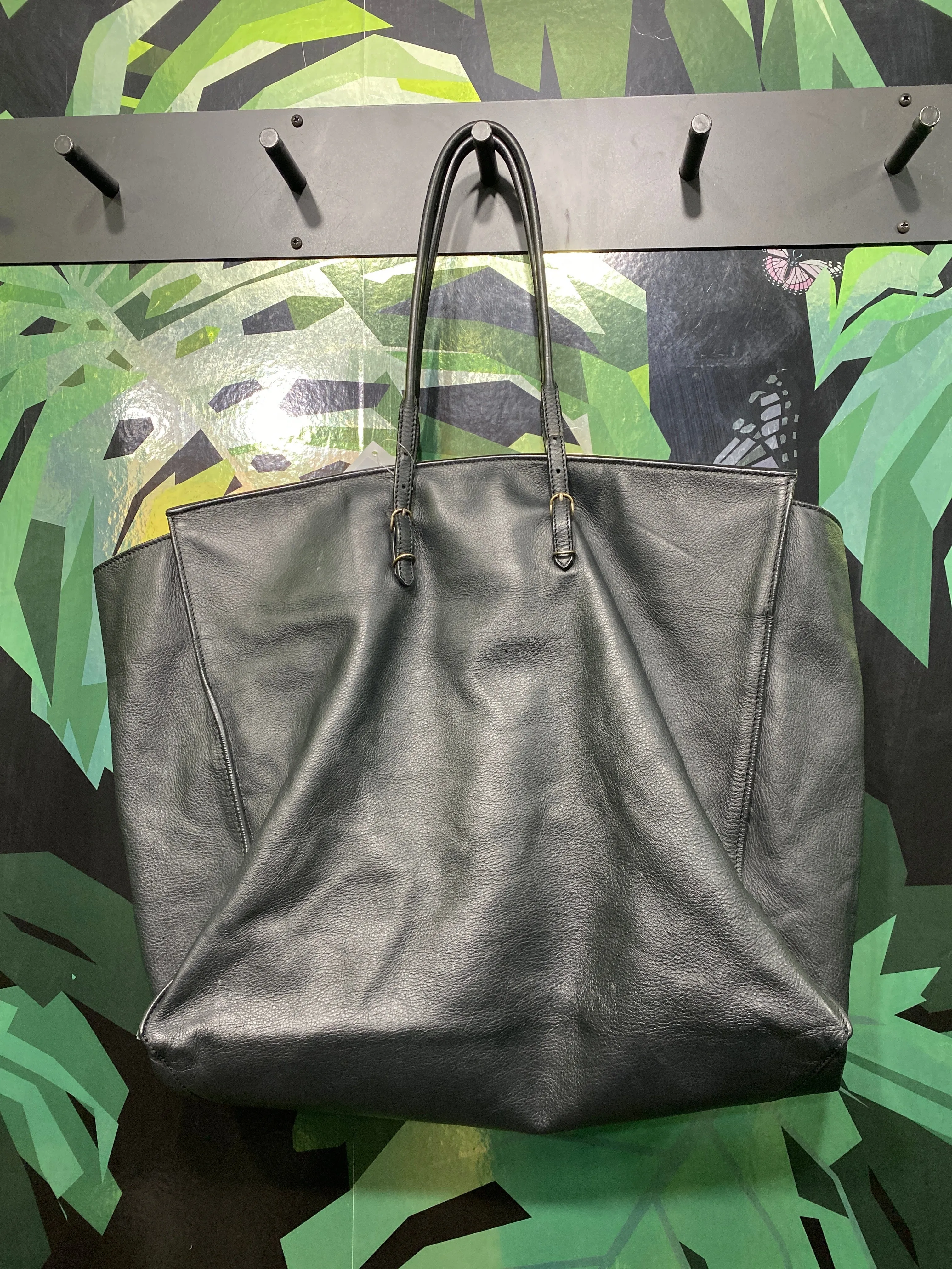 Balenciaga Black Leather Flap Papier A4 Tote Bag