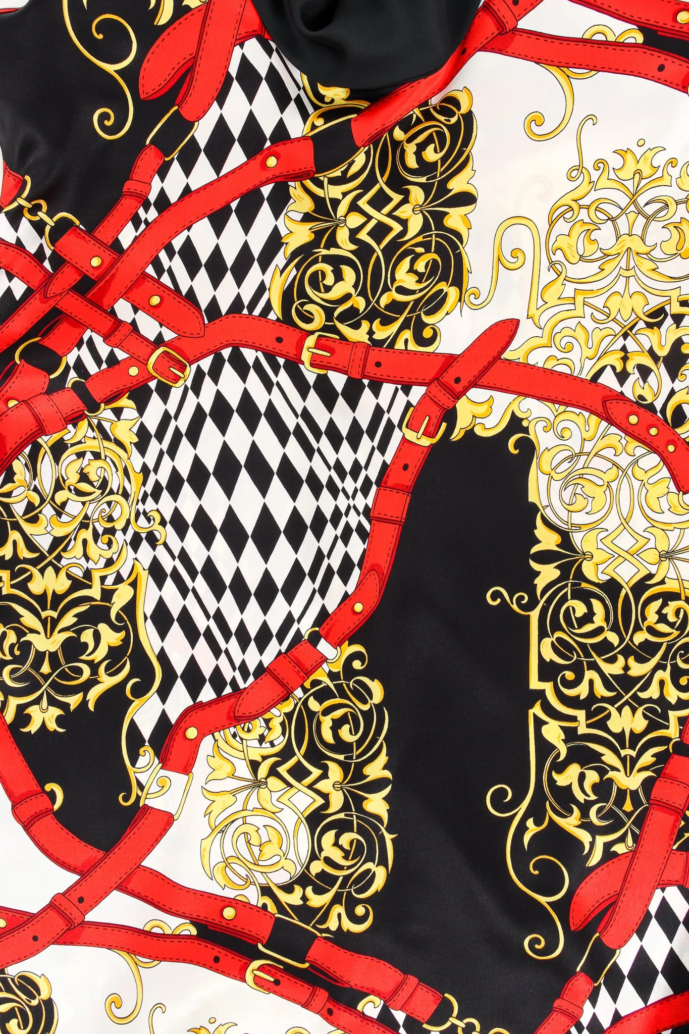 Baroque Belt Print Mock Neck Blouse