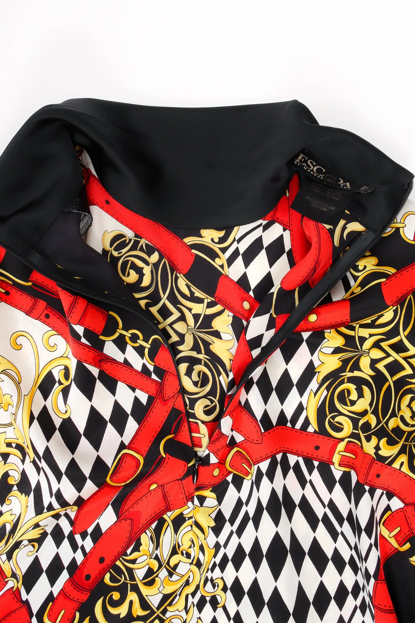 Baroque Belt Print Mock Neck Blouse