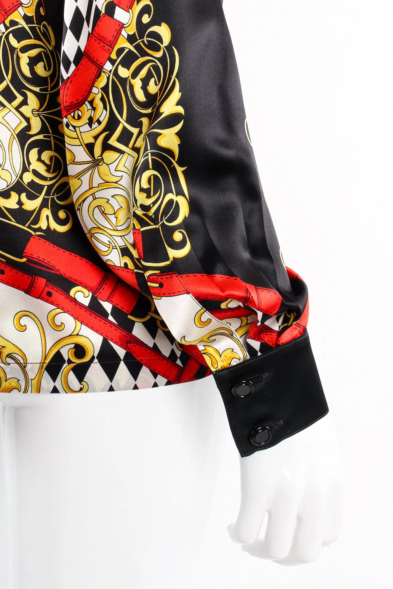 Baroque Belt Print Mock Neck Blouse