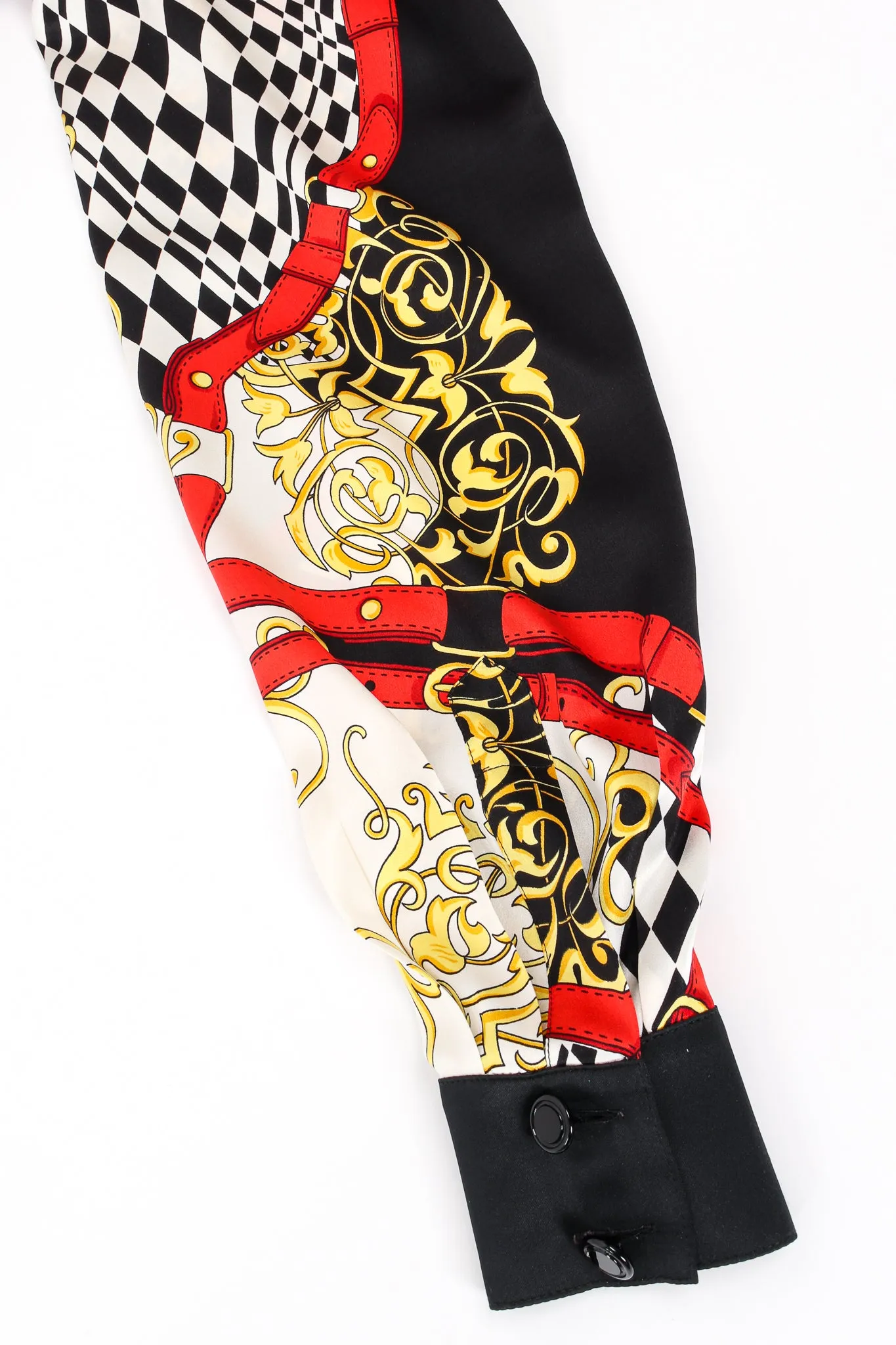 Baroque Belt Print Mock Neck Blouse