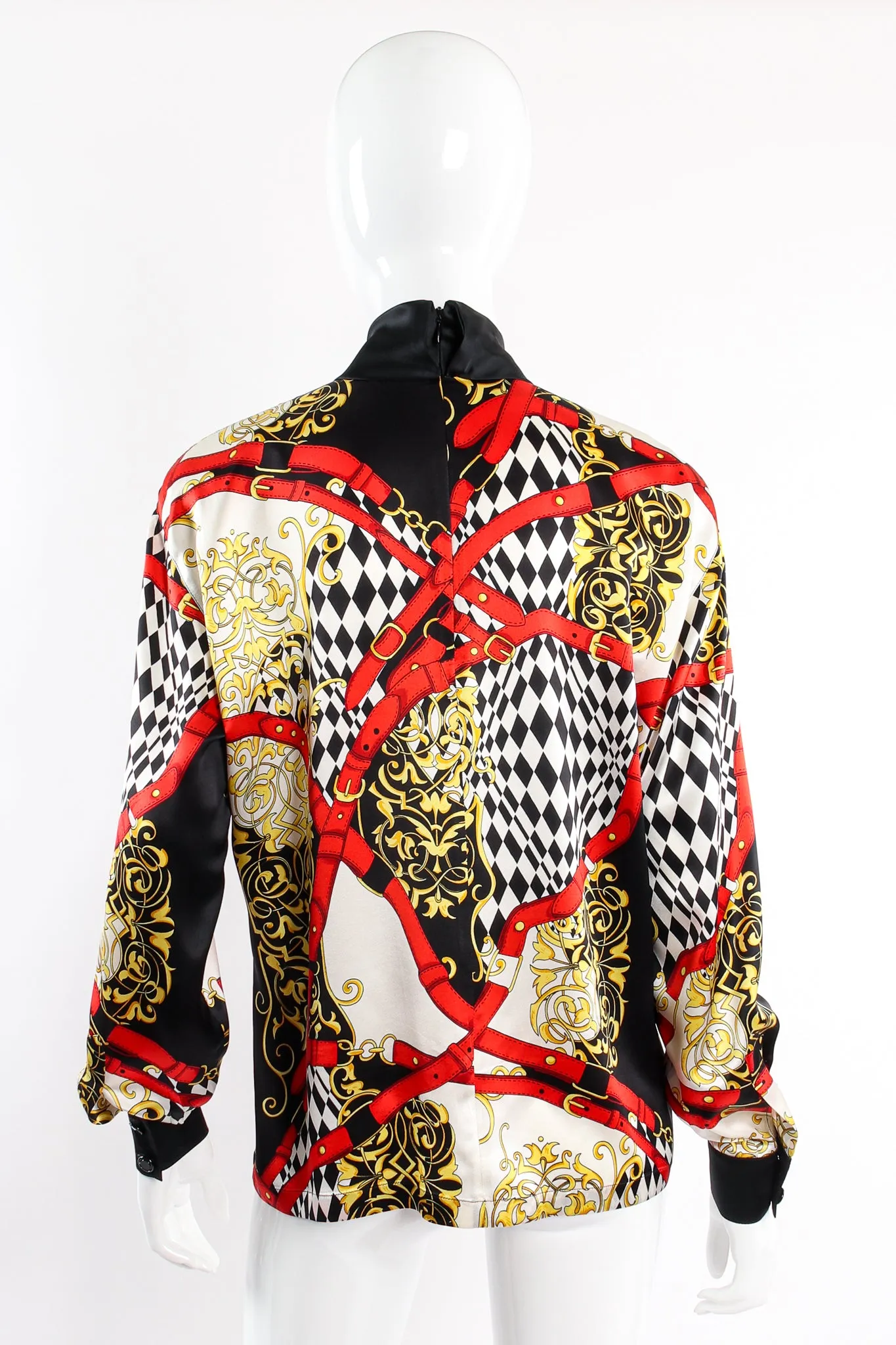 Baroque Belt Print Mock Neck Blouse