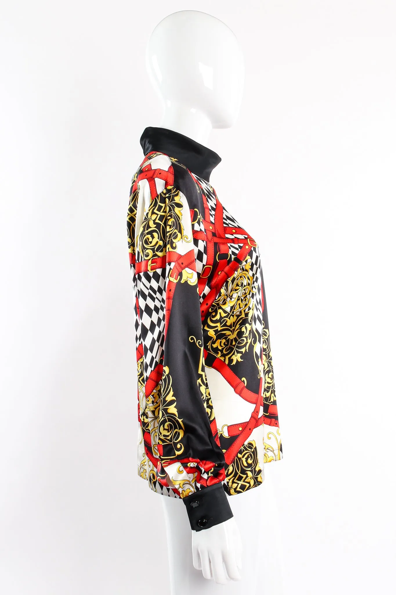 Baroque Belt Print Mock Neck Blouse