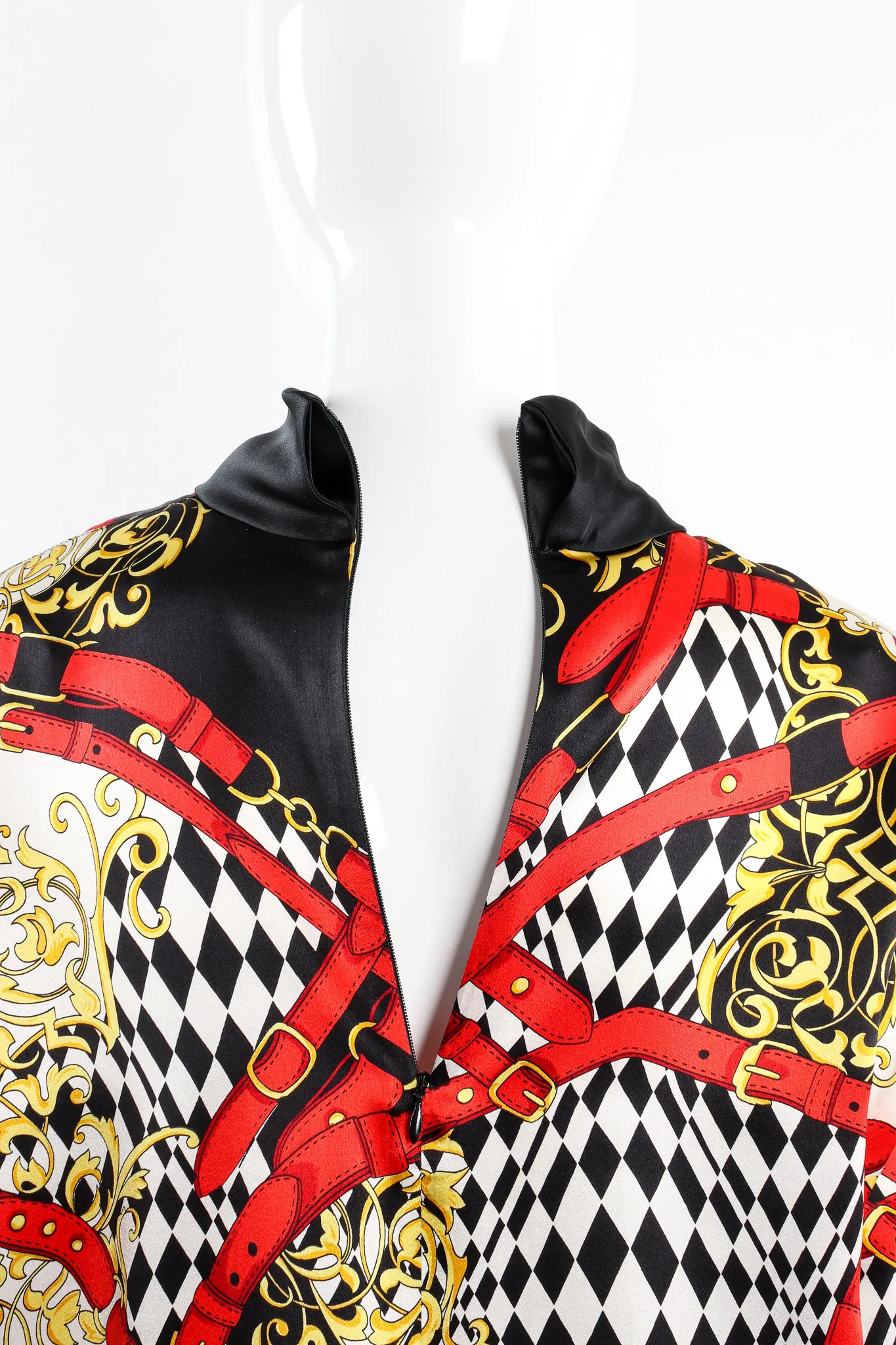 Baroque Belt Print Mock Neck Blouse