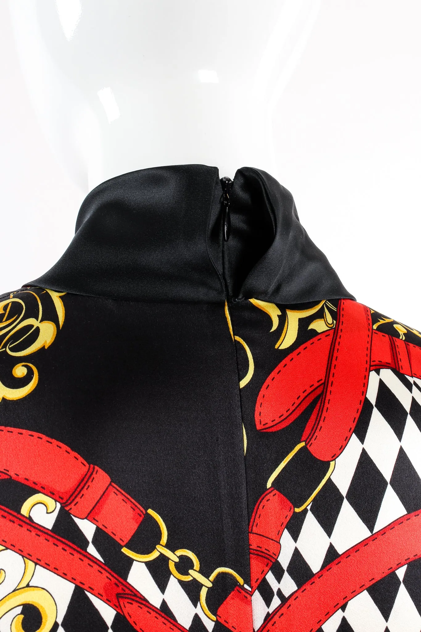 Baroque Belt Print Mock Neck Blouse