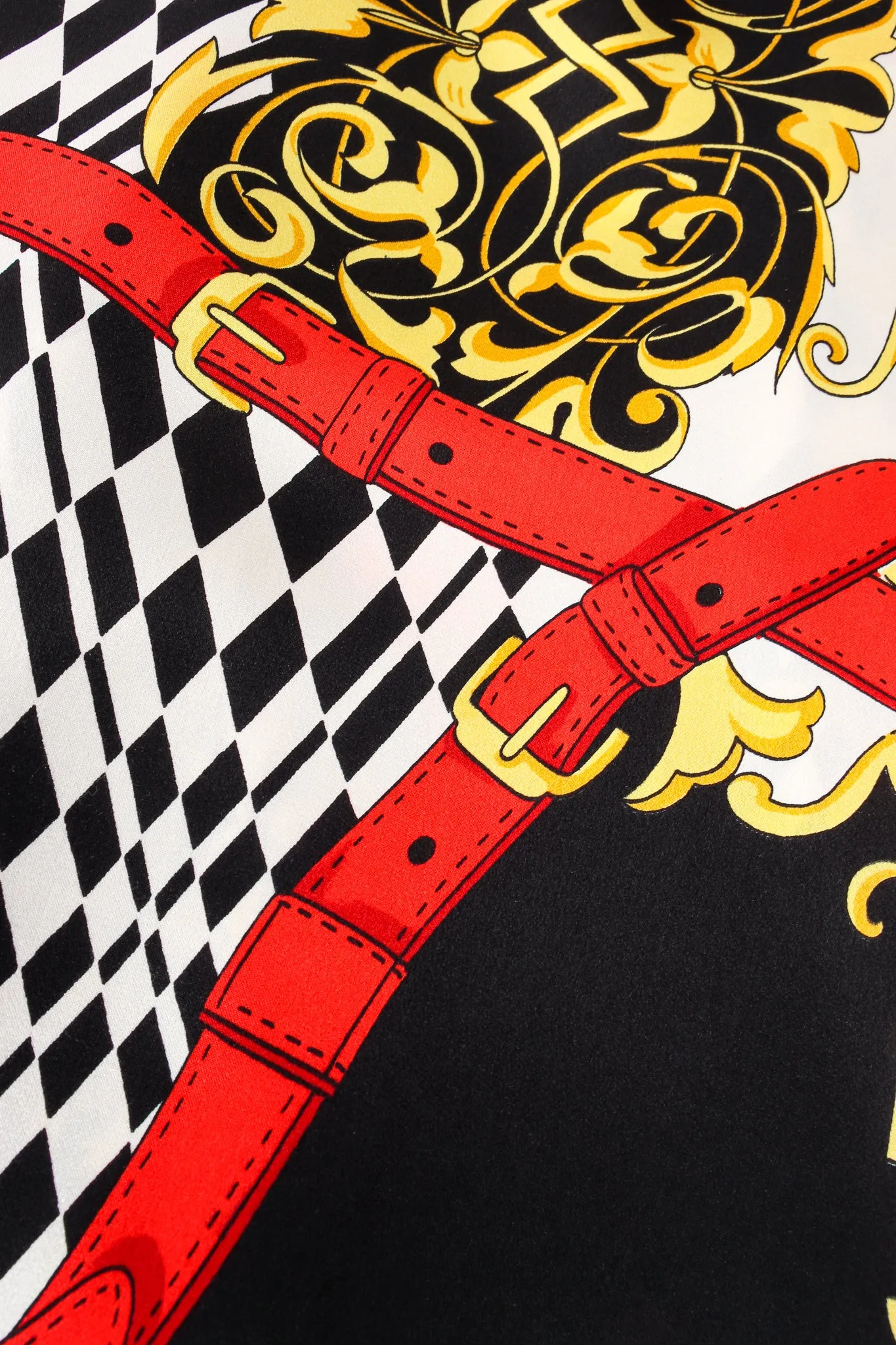 Baroque Belt Print Mock Neck Blouse
