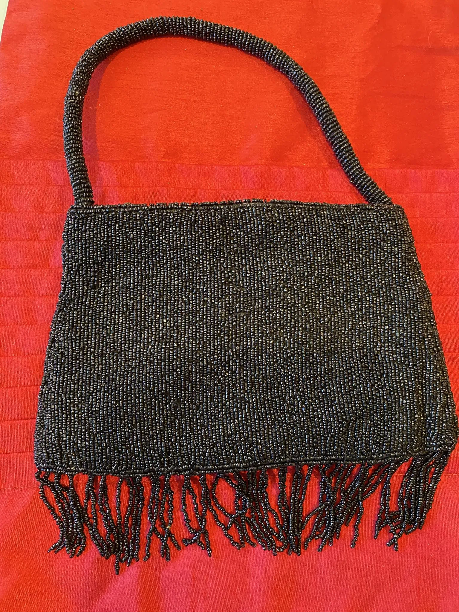 BEADED EVENING PURSE WITH STRAP AND ZIPPER - 12" WITH STRAP/ SB001