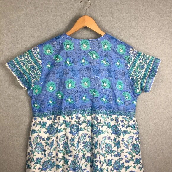Bella Tu Cap Sleeve Mixed Floral Print Blue Dress Tassels Size 3XL