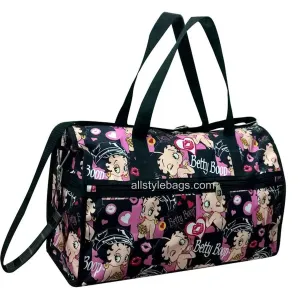 Betty Boop pink canvas Duffel L Bag 19" face Sport travel Overnight