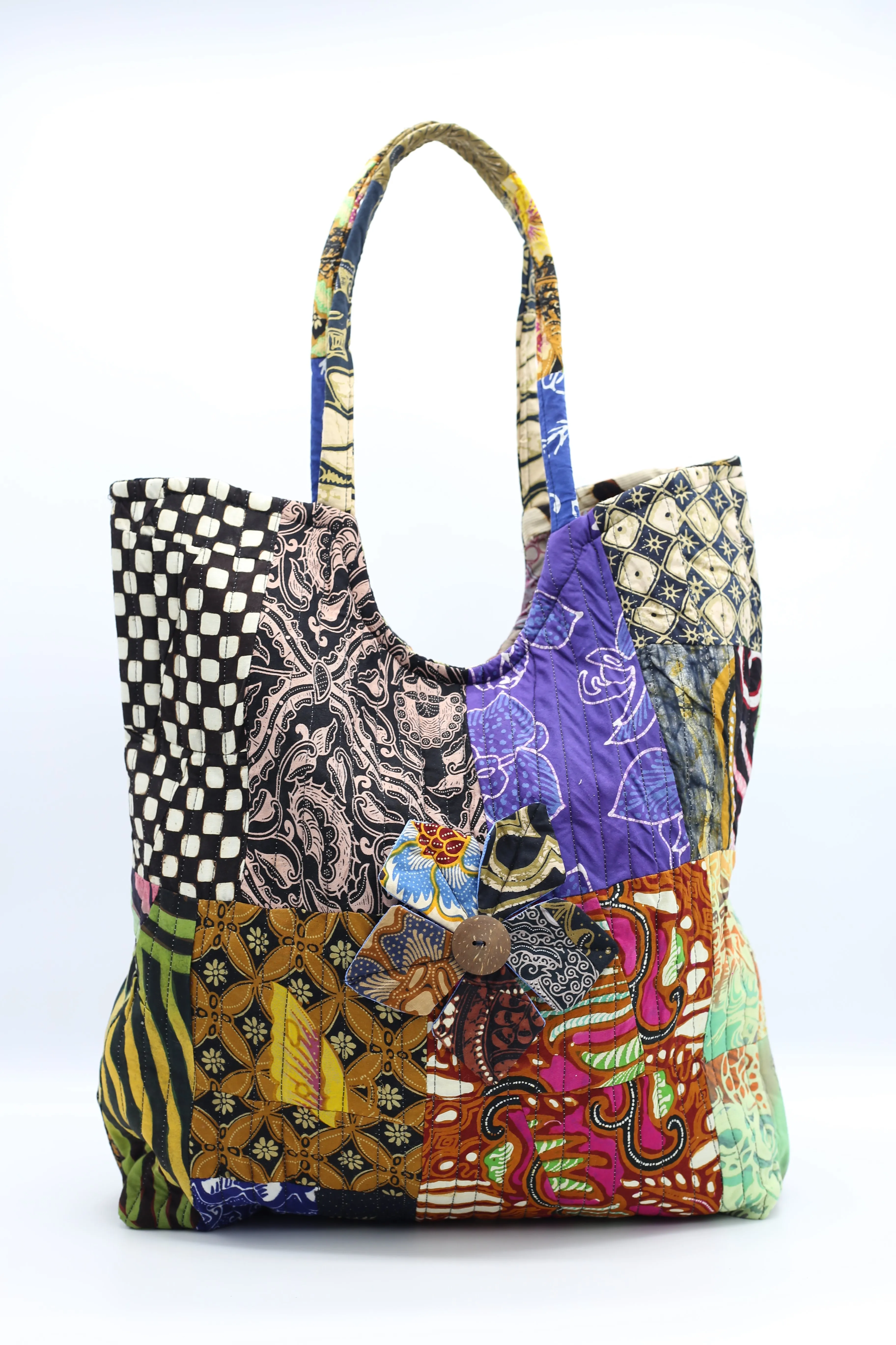Big Square Hand Made Recycled Fabric Bag