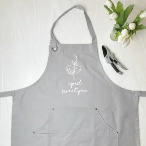 Birth Flower Silver Apron