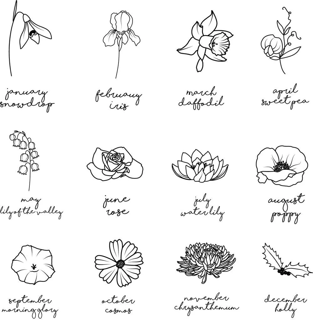 Birth Flower Silver Apron
