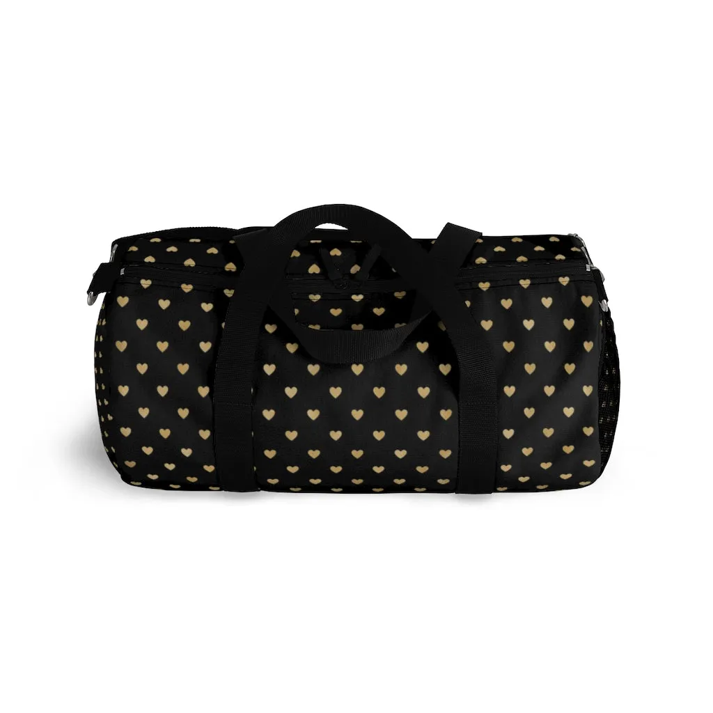 Black and Gold Heart Duffel Bag