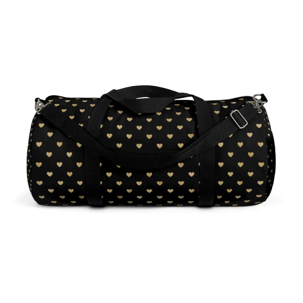 Black and Gold Heart Duffel Bag