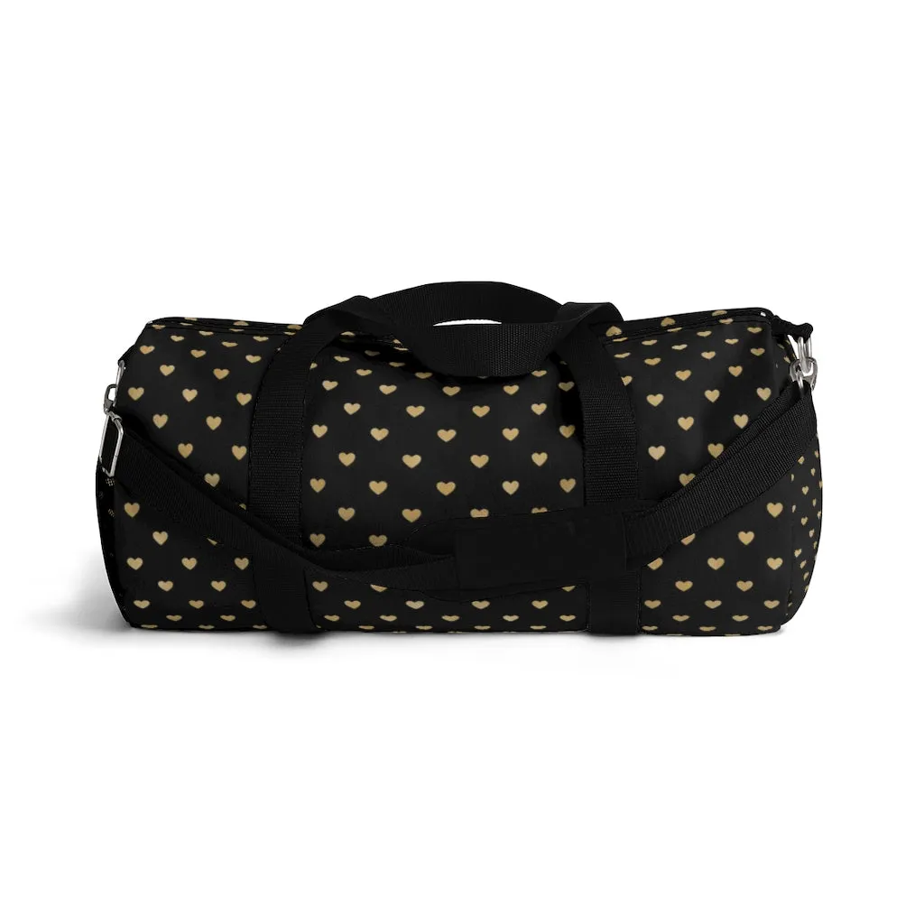 Black and Gold Heart Duffel Bag