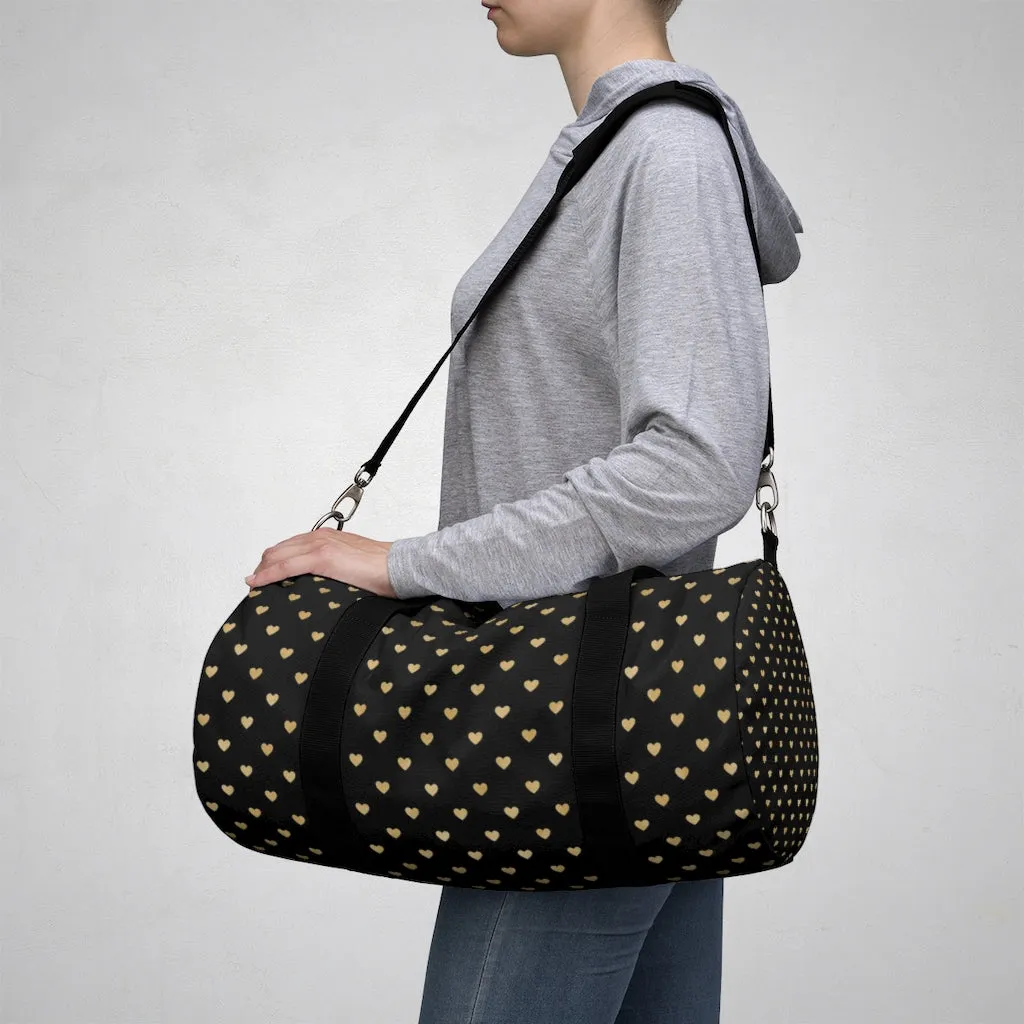 Black and Gold Heart Duffel Bag