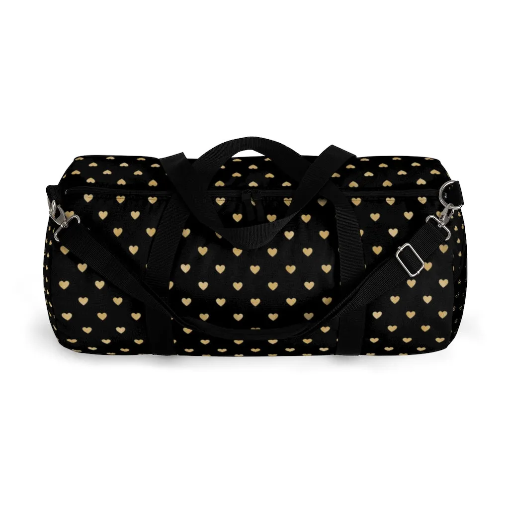 Black and Gold Heart Duffel Bag