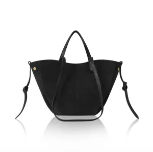 Black Suede Shoulder Tote