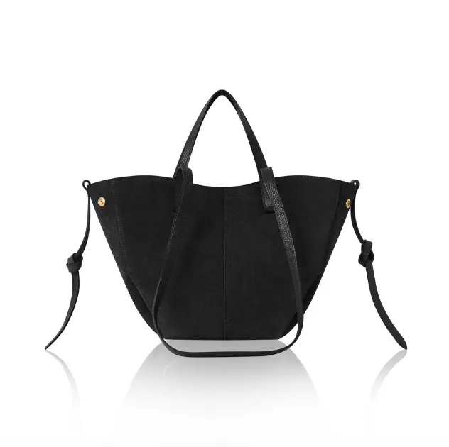 Black Suede Shoulder Tote