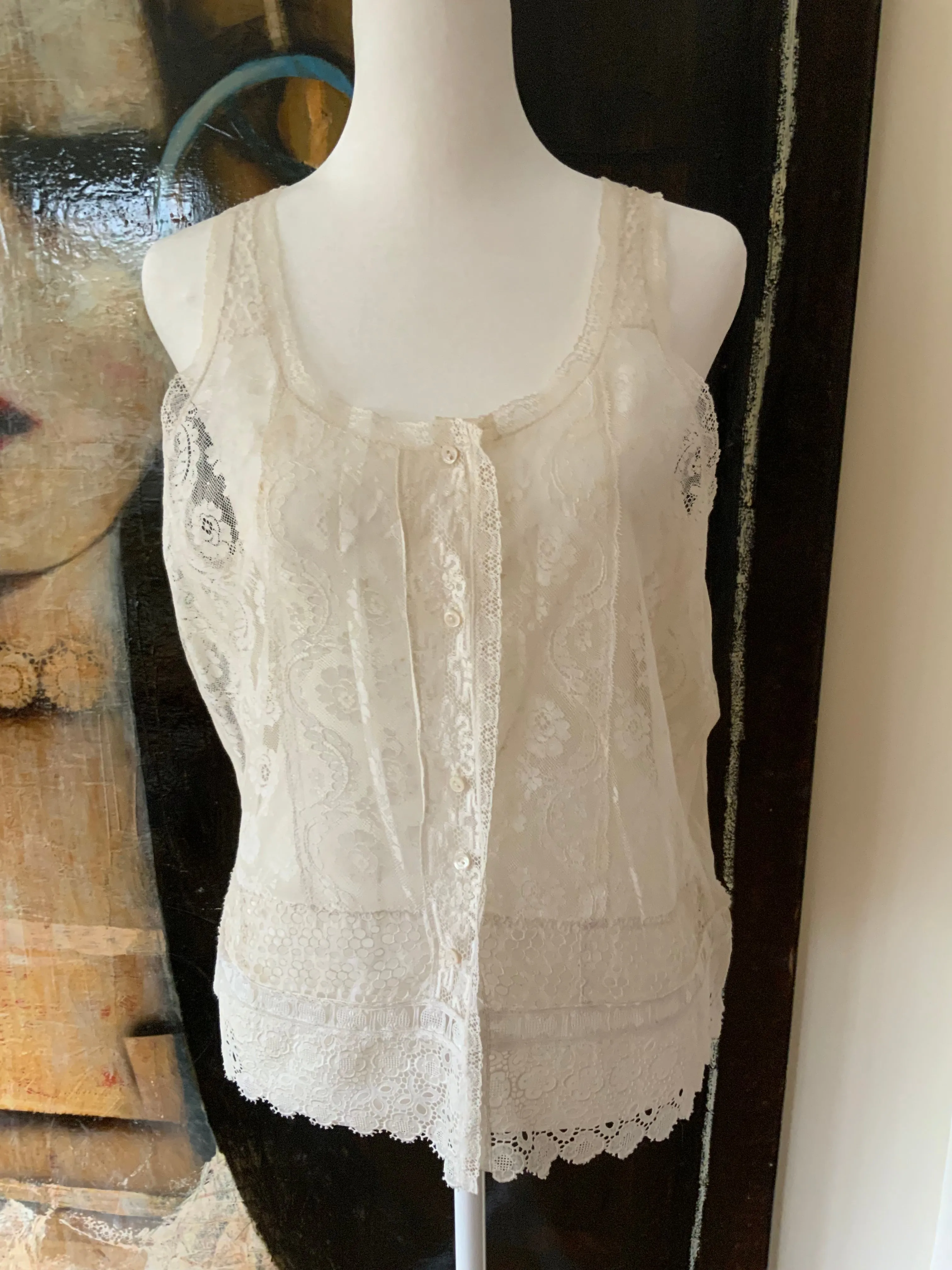 Blouse made with Antique Lace Fabric - Y2K - E1