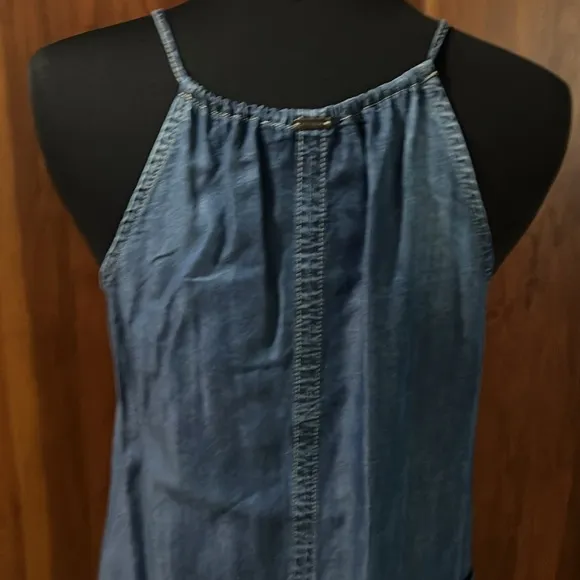Blue Maxi Dress with Feather Detail