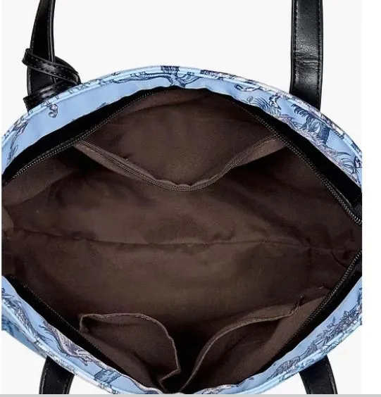 Blue Toile Equestrian Tote Bag