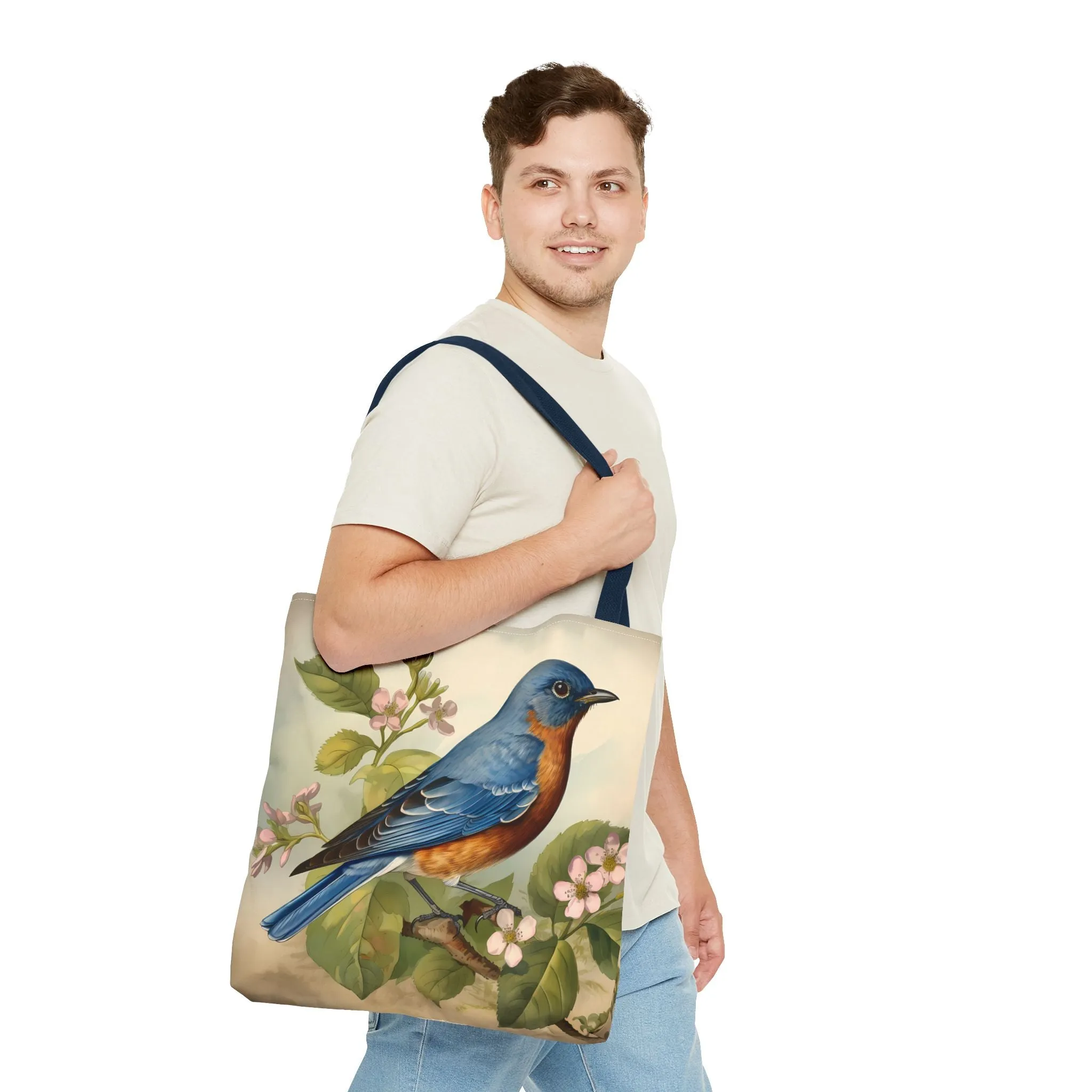 Bluebird Botanical Tote Bag - Enjoy Nature's Elegance on the Go! Available in 3 sizes.