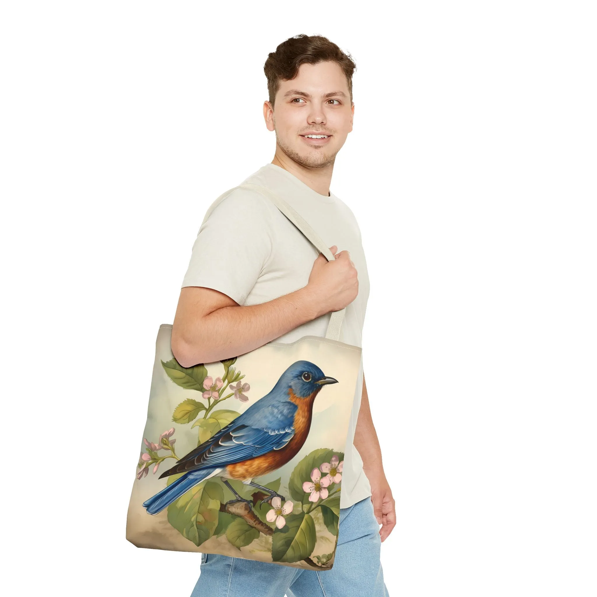 Bluebird Botanical Tote Bag - Enjoy Nature's Elegance on the Go! Available in 3 sizes.