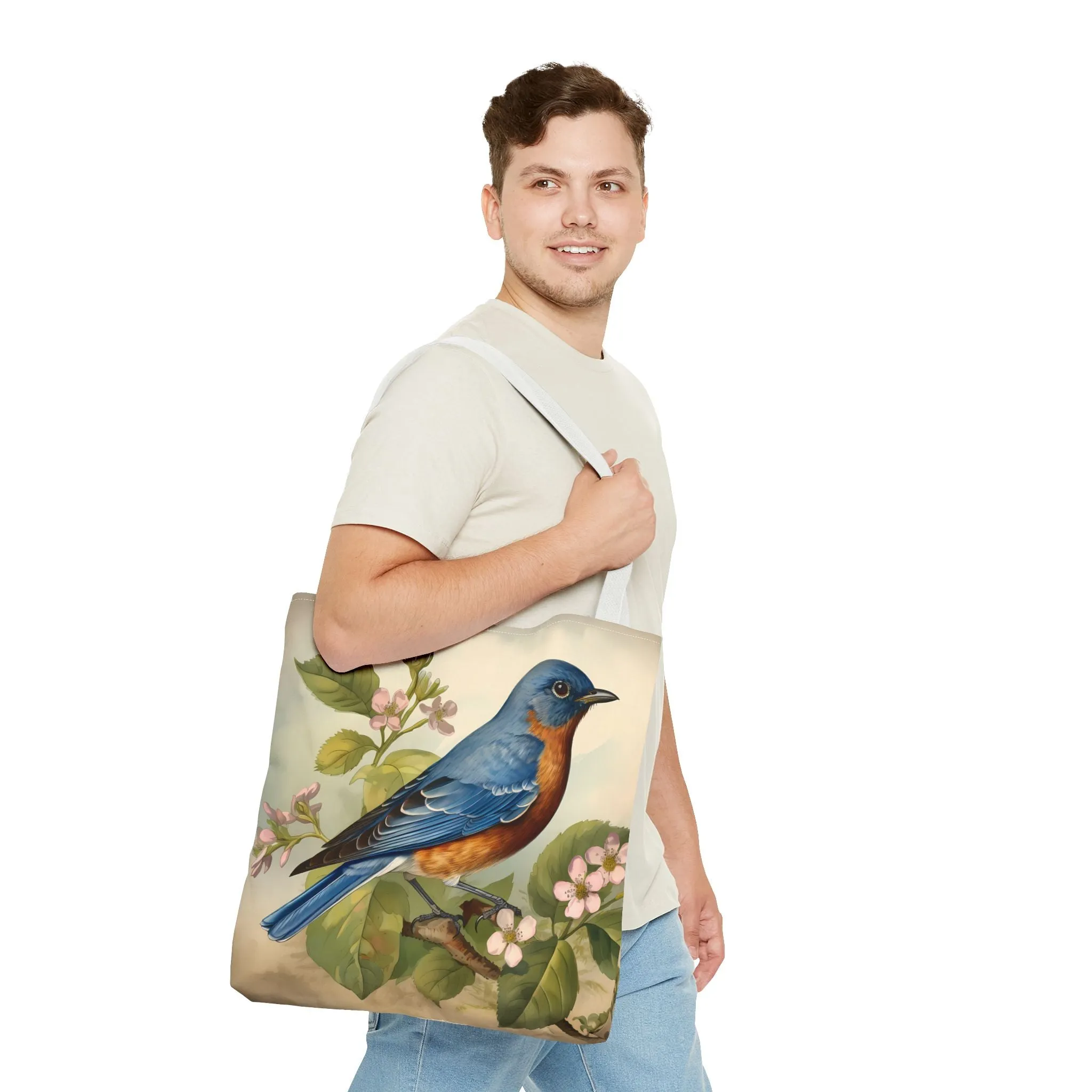 Bluebird Botanical Tote Bag - Enjoy Nature's Elegance on the Go! Available in 3 sizes.