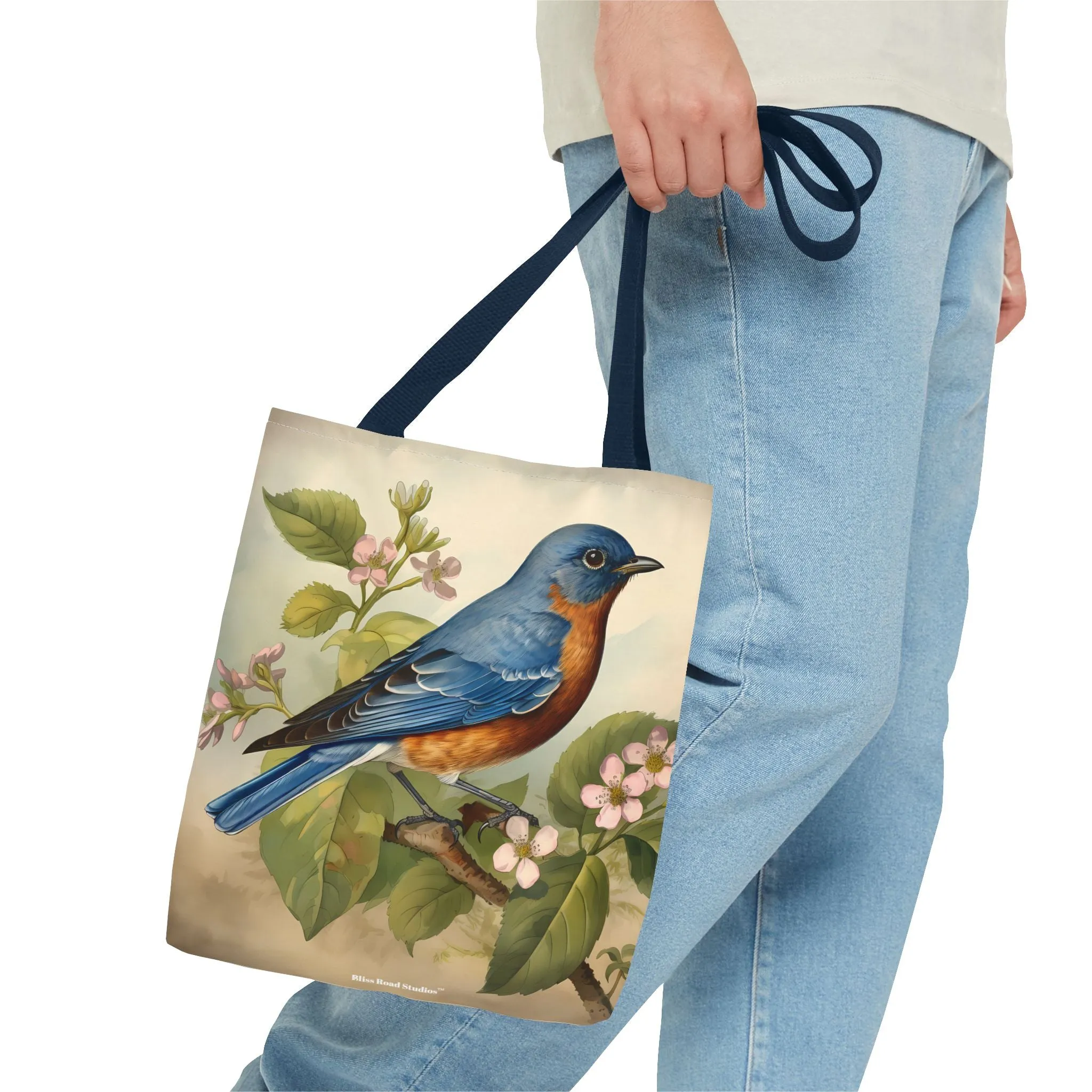 Bluebird Botanical Tote Bag - Enjoy Nature's Elegance on the Go! Available in 3 sizes.