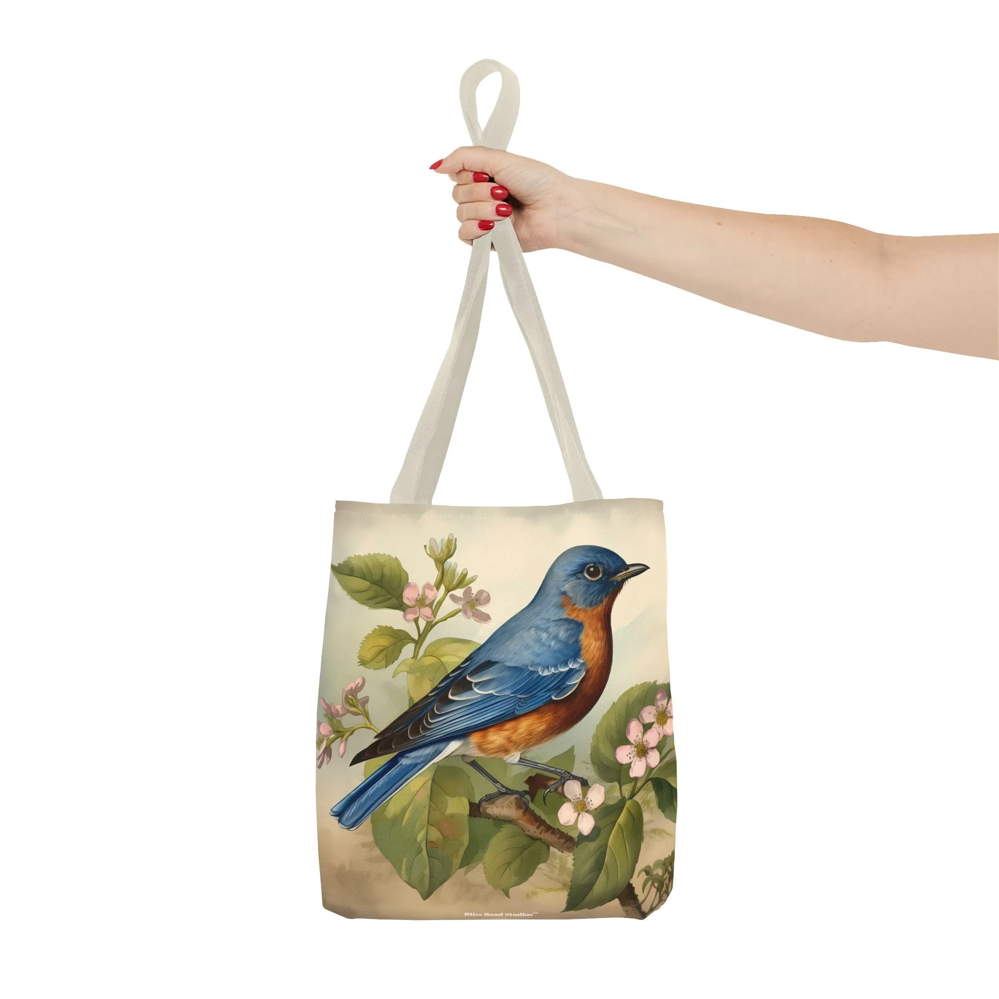 Bluebird Botanical Tote Bag - Enjoy Nature's Elegance on the Go! Available in 3 sizes.