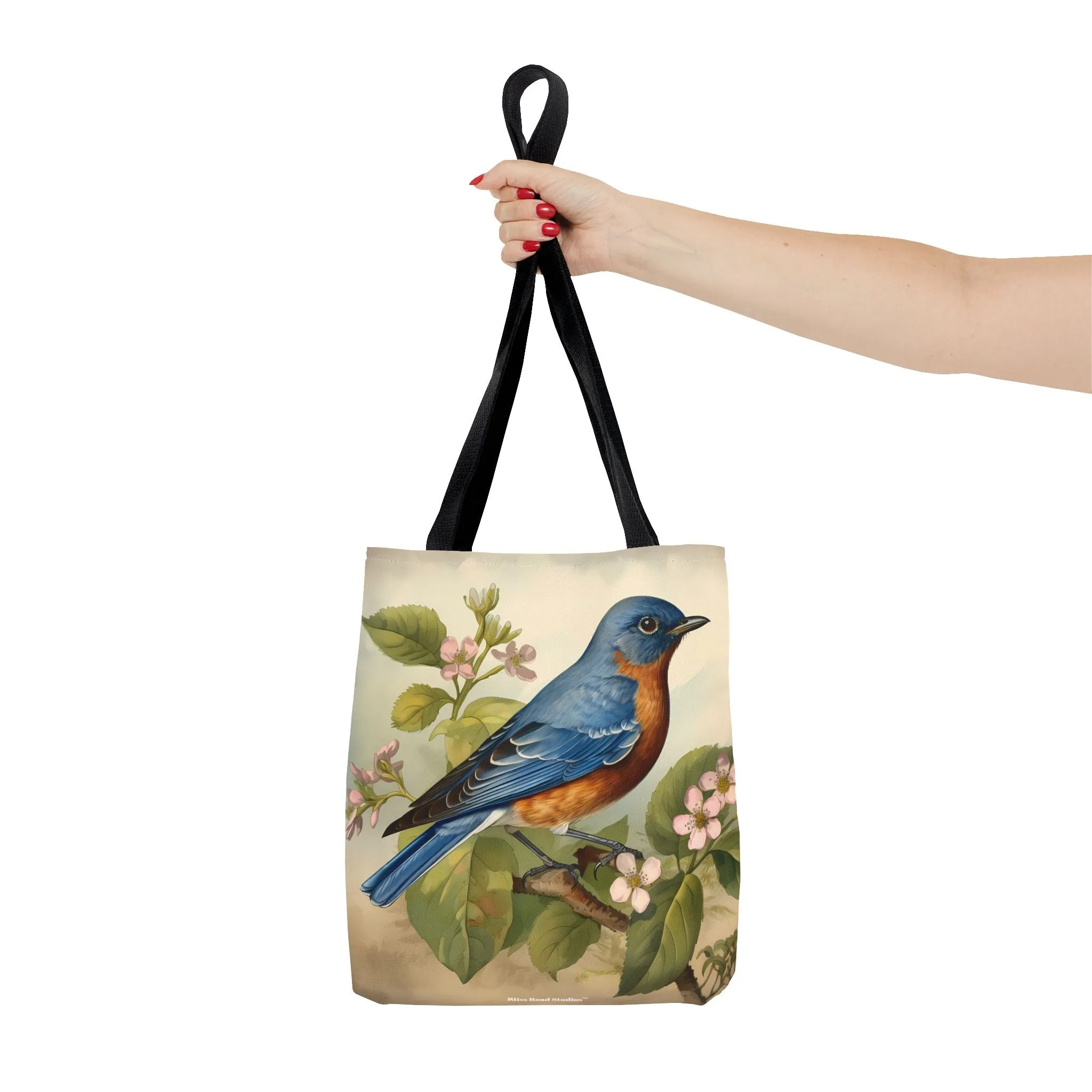 Bluebird Botanical Tote Bag - Enjoy Nature's Elegance on the Go! Available in 3 sizes.