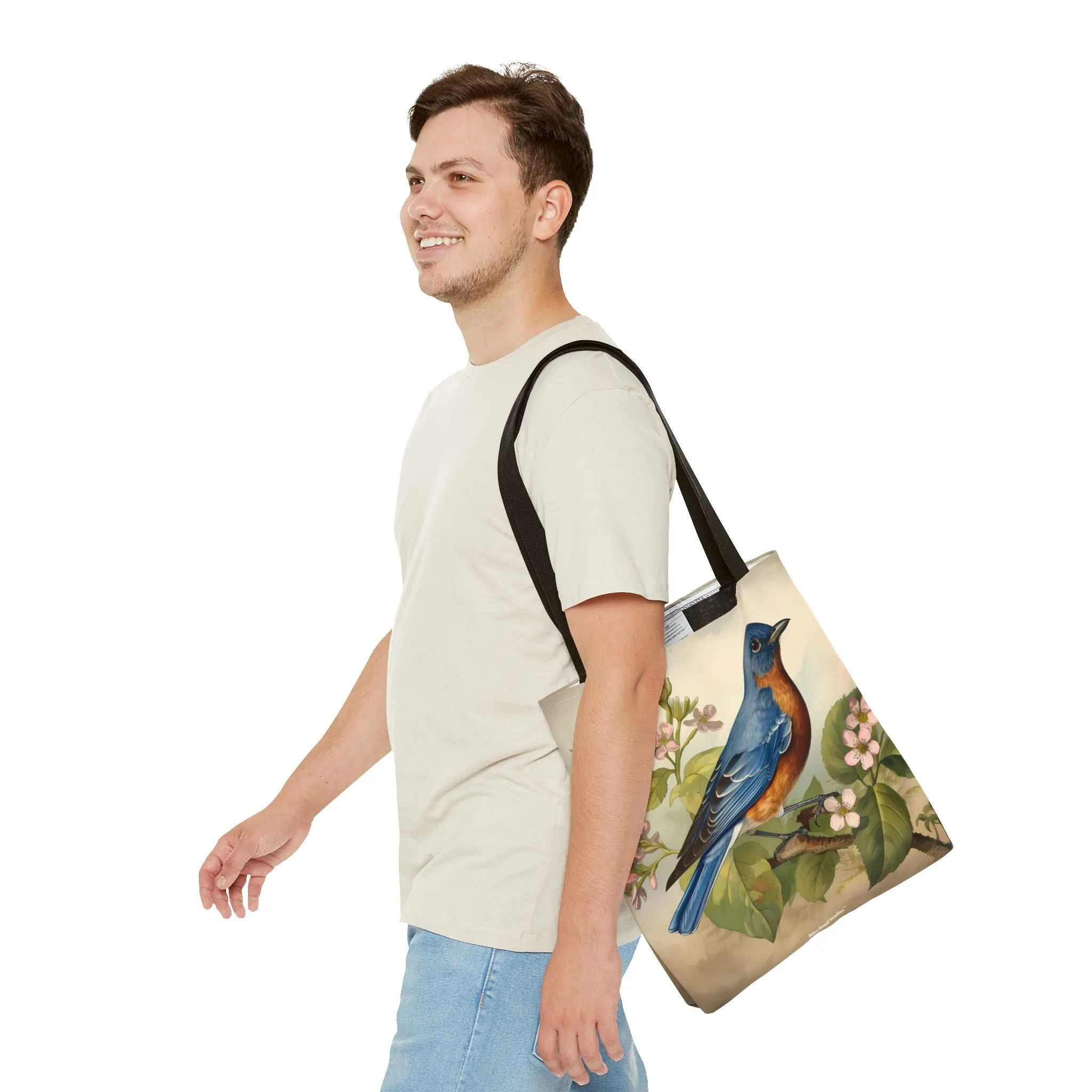 Bluebird Botanical Tote Bag - Enjoy Nature's Elegance on the Go! Available in 3 sizes.
