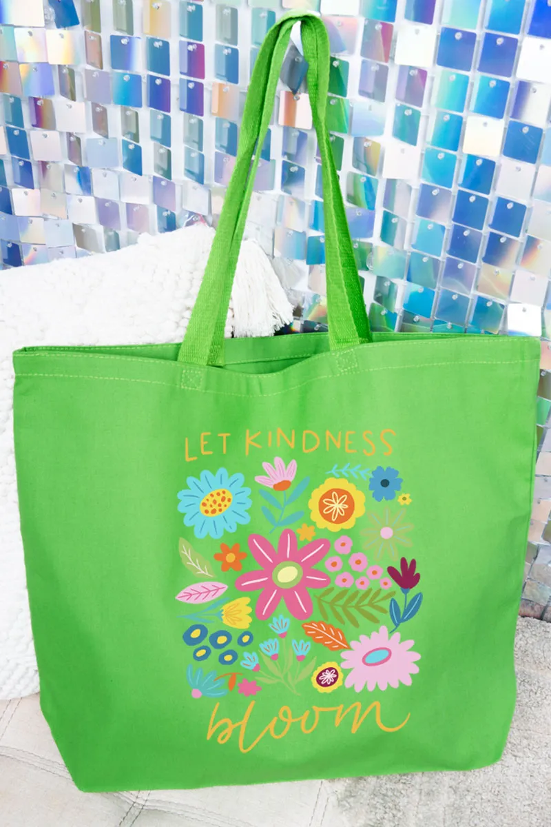 Boho Let Kindness Bloom Canvas Jumbo Tote