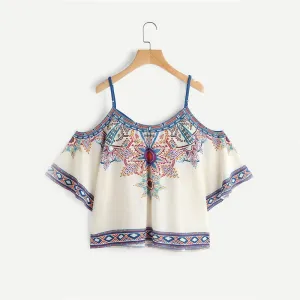 Boho Open Shoulder Blouse