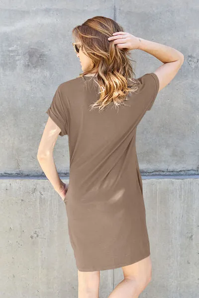 Bonnie Basic Bae Full Size Round Neck Short Sleeve Dress with Pockets