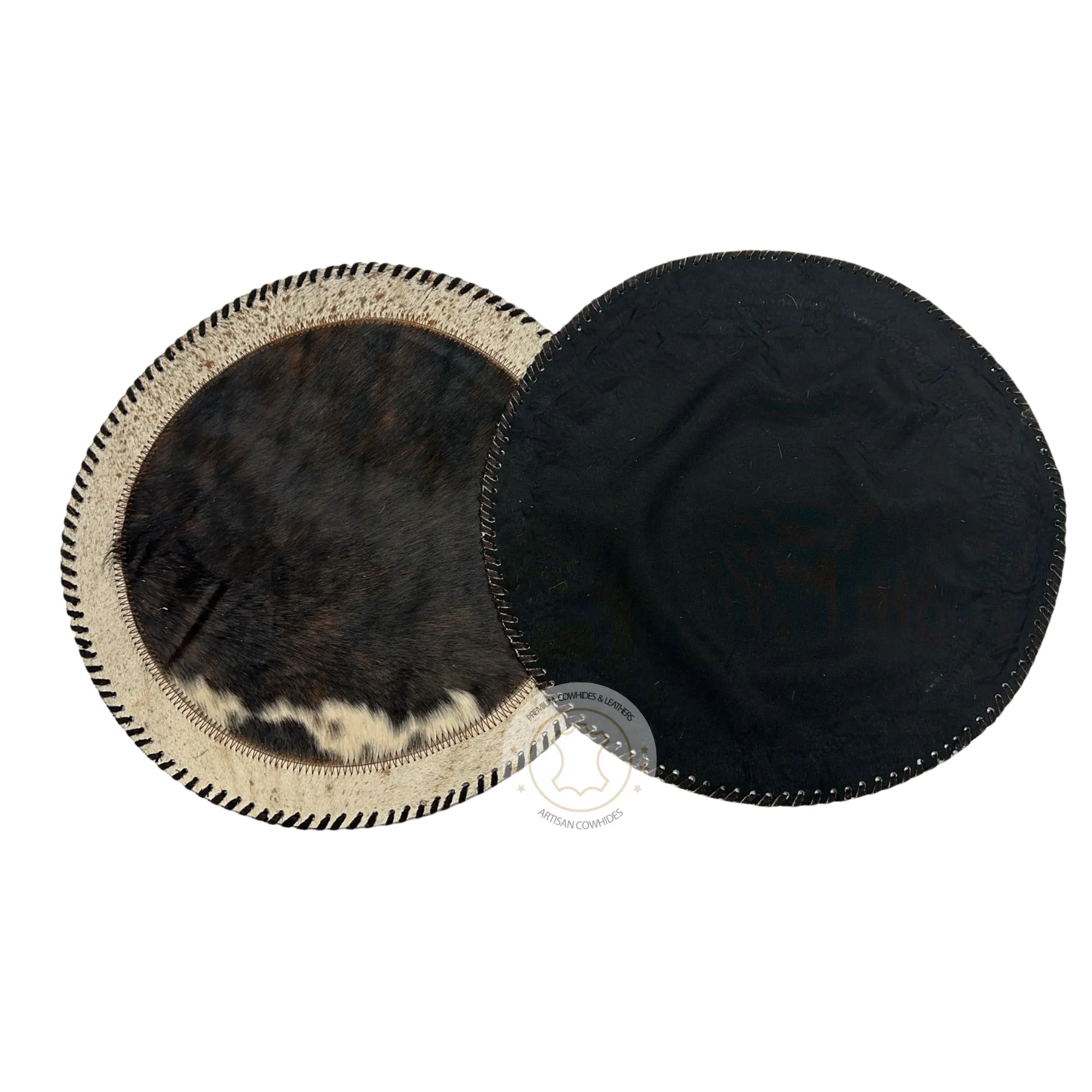 Brindle Cowhide Placemats - 16 inches diameter - Set of two, four, six or 8 mats