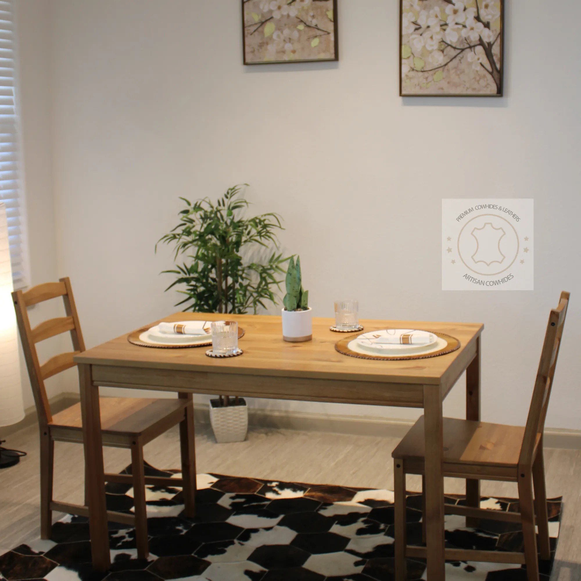 Brindle Cowhide Placemats - 16 inches diameter - Set of two, four, six or 8 mats