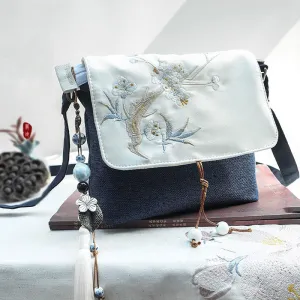 Buddha Stones Handmade Embroidered Large Capacity Polyester Canvas Backpack