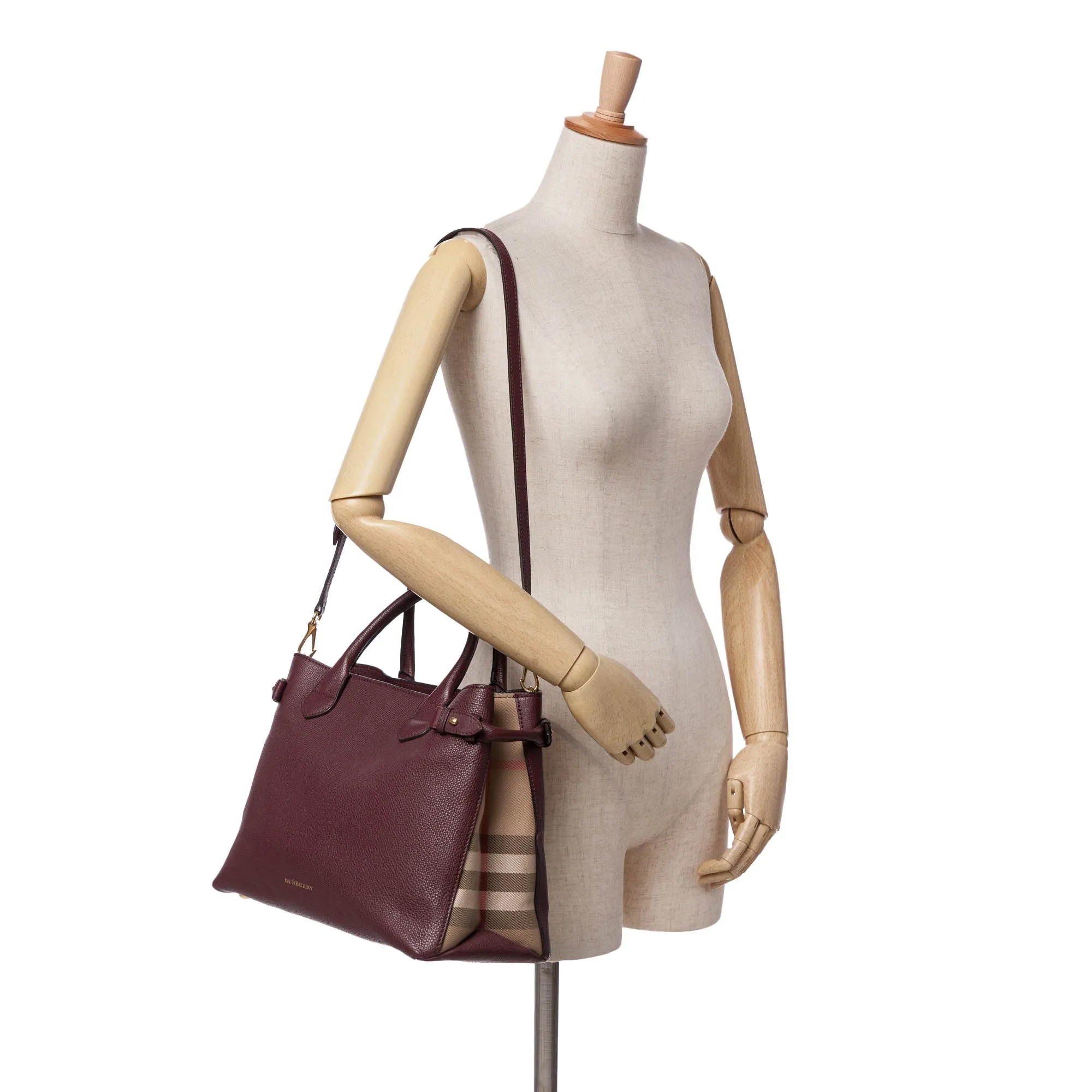 Burberry Medium Leather and House Check Banner Satchel