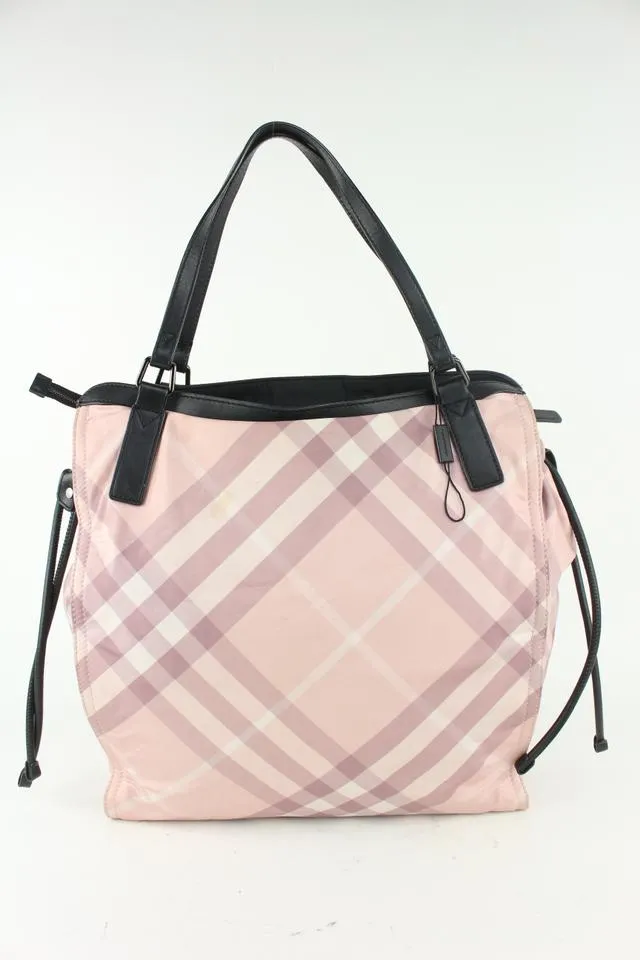 Burberry Pink Nova Check Shopper Tote Bag 928bur79
