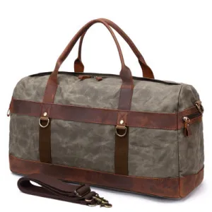Canvas Duffle Bag with Leather Trim ,Travel Duffel Bags, Overnight Bag, Weekender Bag