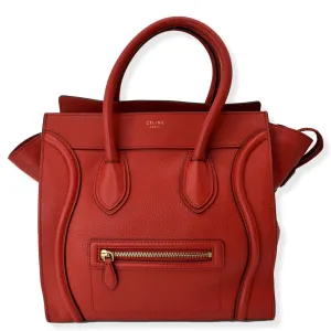 CELINE Luggage Leather Minai Tote Bag Red