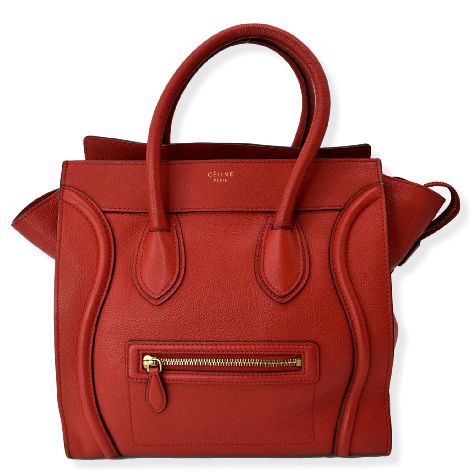 CELINE Luggage Leather Minai Tote Bag Red