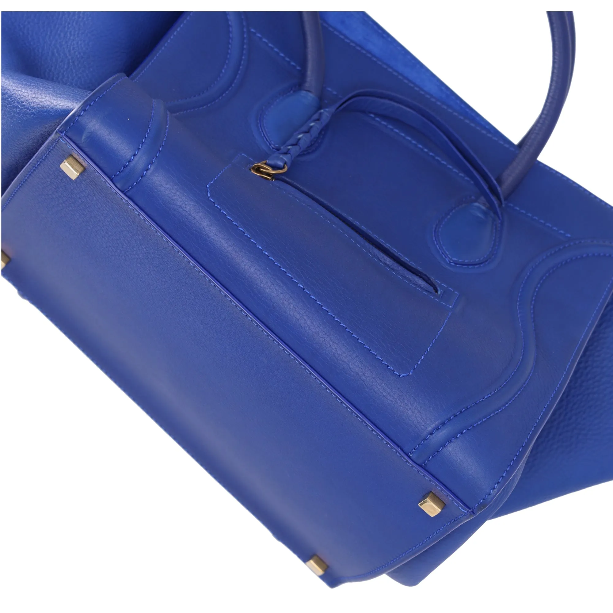CELINE Luggage Small Square Phantom Tote Bag Blue Leather
