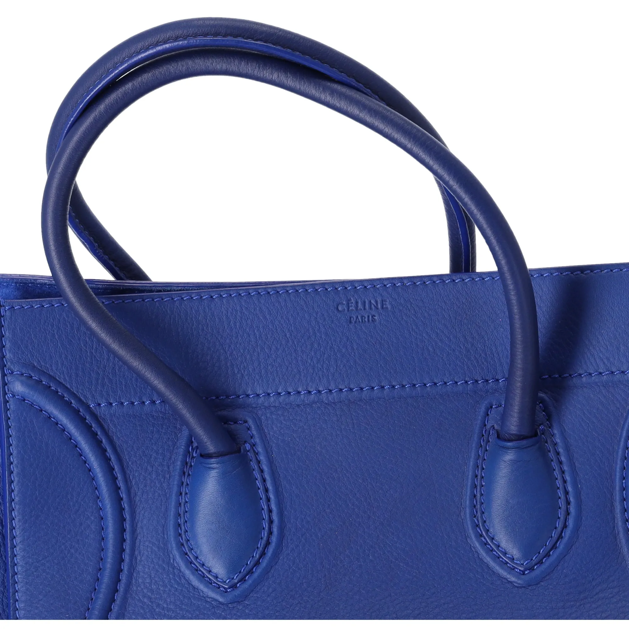 CELINE Luggage Small Square Phantom Tote Bag Blue Leather