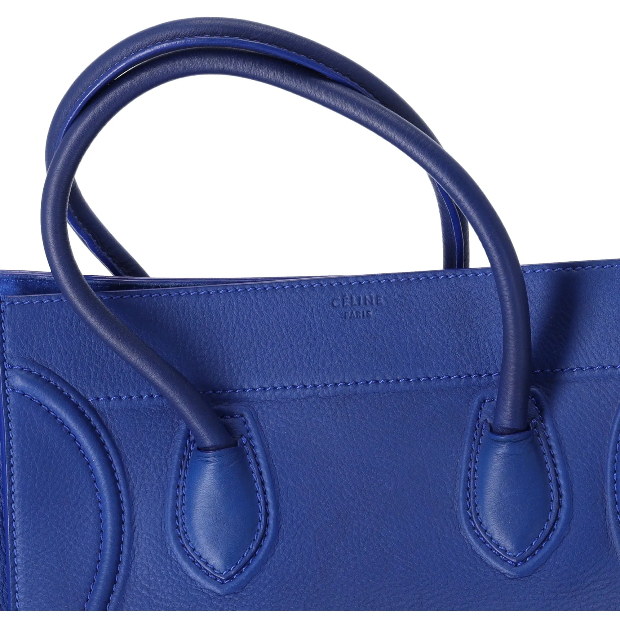 CELINE Luggage Small Square Phantom Tote Bag Blue Leather