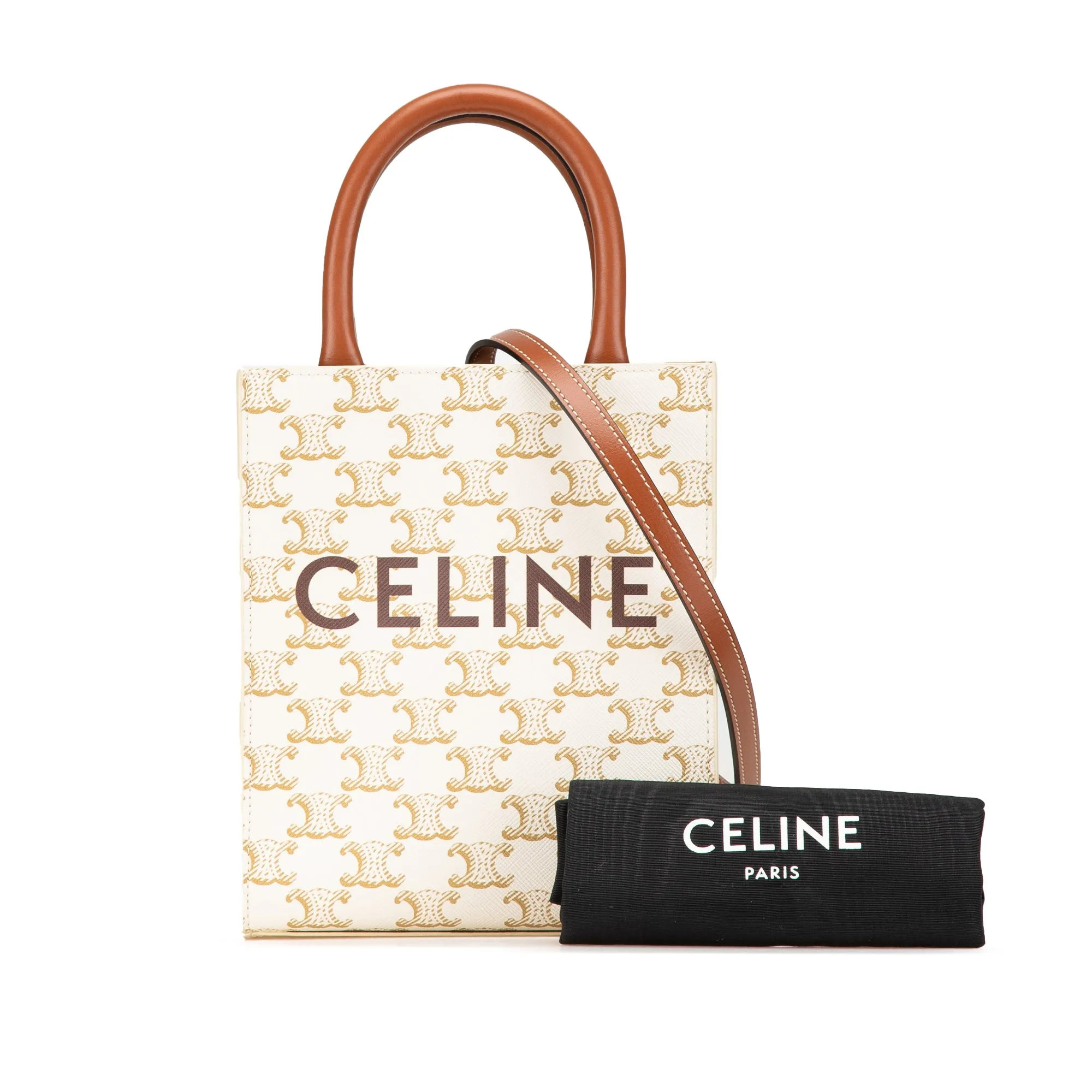 Celine Mini Triomphe Coated Canvas Vertical Cabas Satchel
