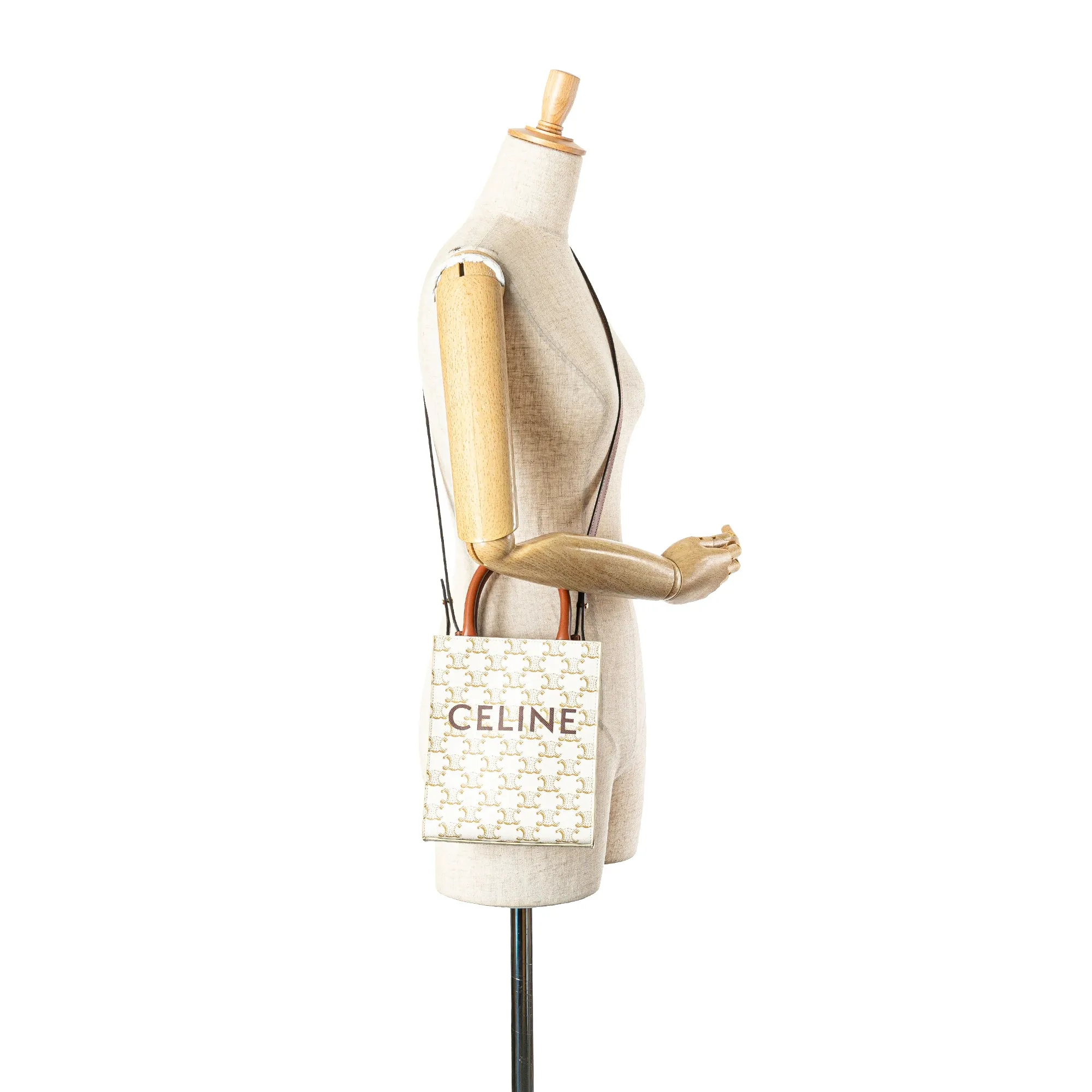 Celine Mini Triomphe Coated Canvas Vertical Cabas Satchel