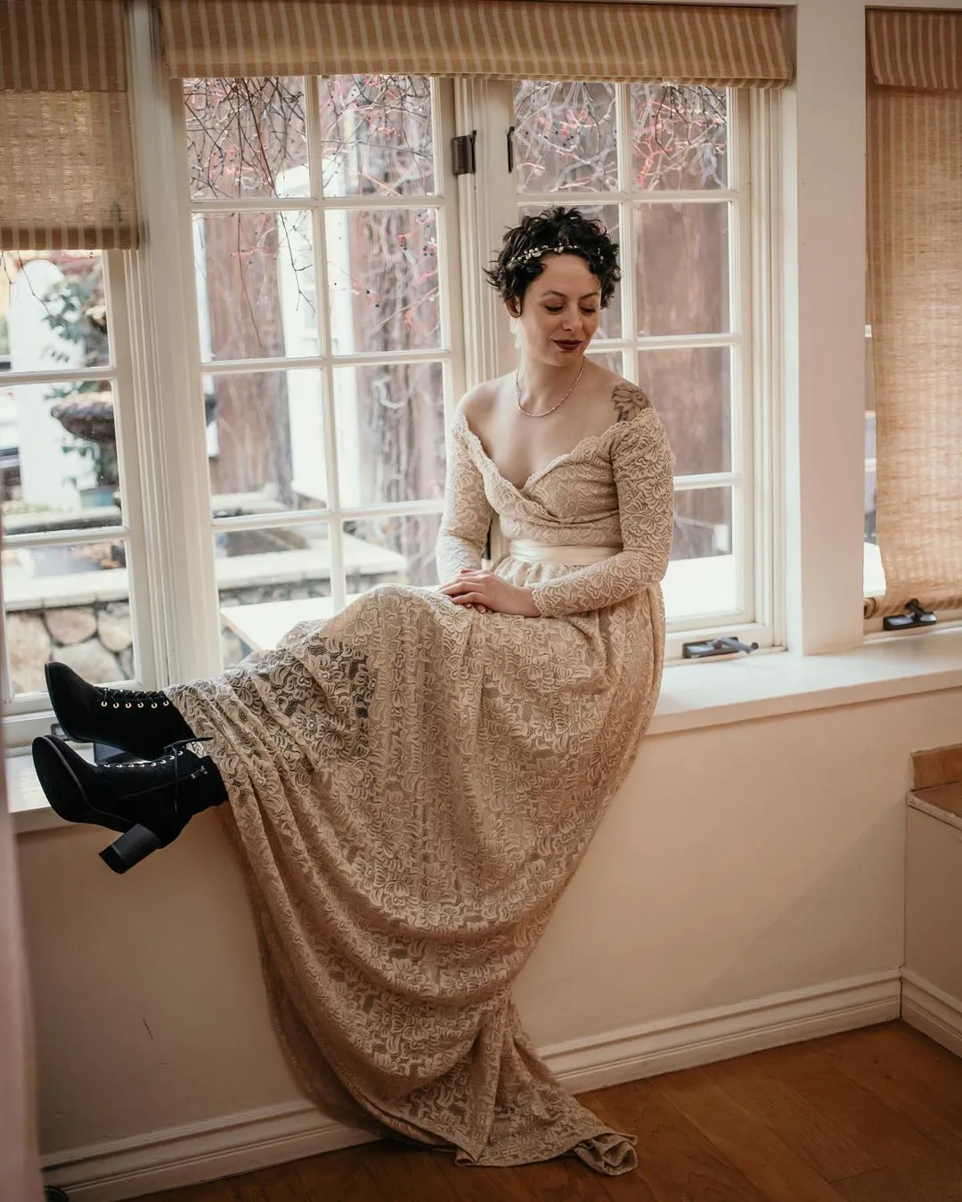 Champagne dress with pockets #1306